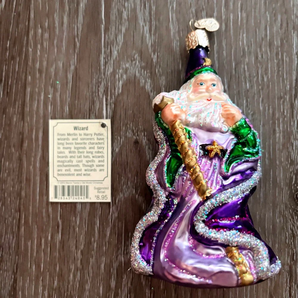 Old World Christmas Wizard Glass Ornament Purple Robe Sorcerer